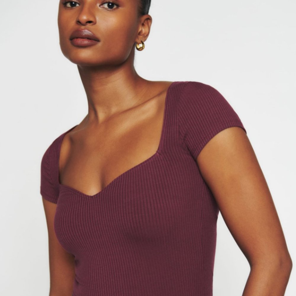 Reformation Zya Knit Top Plum Medium
